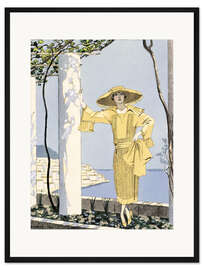 Gerahmter Kunstdruck Amalfi, Illustration einer Frau im gelben Kleid, 1922