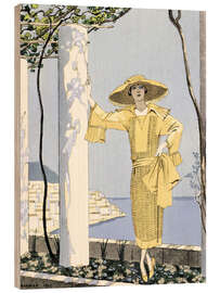 Puutaulu Amalfi, illustration of a woman in yellow dress, 1922