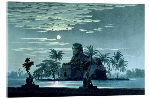 Cuadro de metacrilato Garden scene with the Sphinx in the moonlight