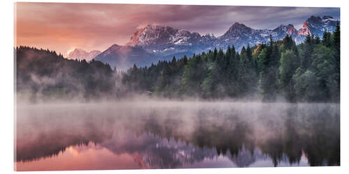 Acrylic print Sunrise before Alps Panorama Karwendel