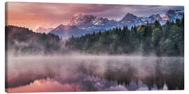 Canvas print Sunrise before Alps Panorama Karwendel