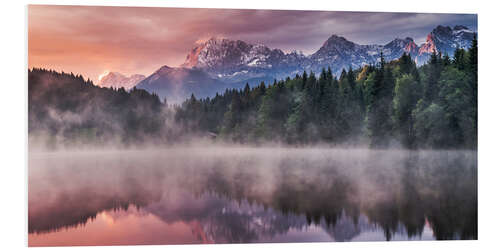 Foam board print Sunrise before Alps Panorama Karwendel