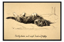 Gerahmter Kunstdruck Rauhaardackel-Welpe