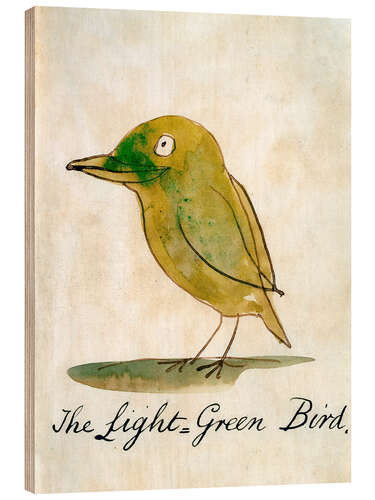 Wood print The bright green bird