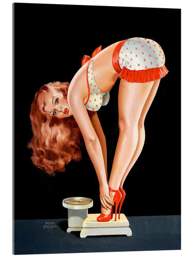 Tableau en verre acrylique Pin-up sur une balance