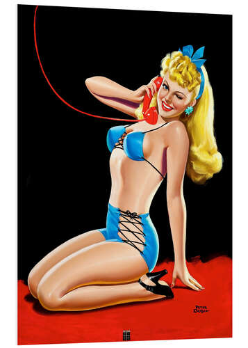 Hartschaumbild Pin Up im blauen Bikini