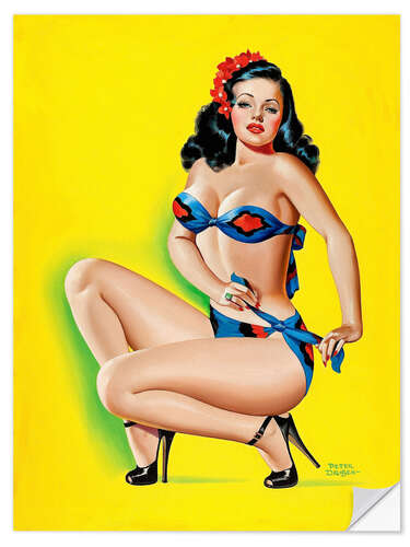 Wandsticker Pin Up in einem Bikini