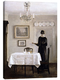 Canvas print Interior with Lady Carrying Tray