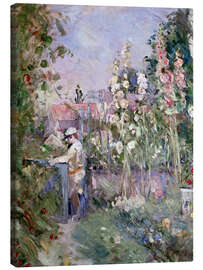 Canvas print Young Boy in the Hollyhocks