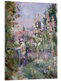 Foam board print Young Boy in the Hollyhocks