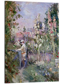 Magnettafel Junge in den Stockrosen