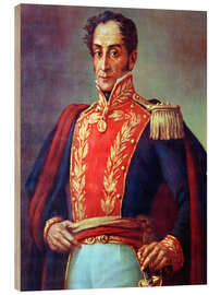 Wood print Simon Bolivar