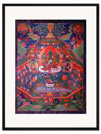 Gerahmter Kunstdruck Thangka Darstellung Grüne Tara