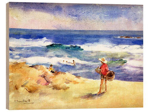 Wood print Boy on the Sand
