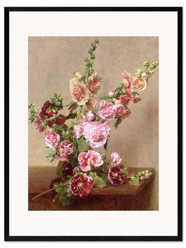 Framed art print Hollyhocks