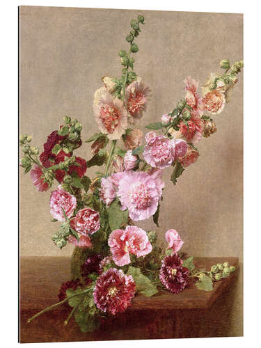 Tableau en plexi-alu Roses trémières