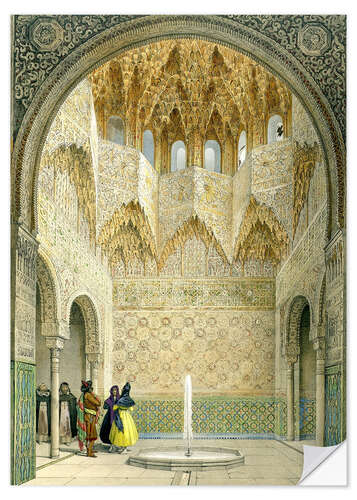 Selvklebende plakat The Hall of the Abencerrages, the Alhambra, Granada, 1853