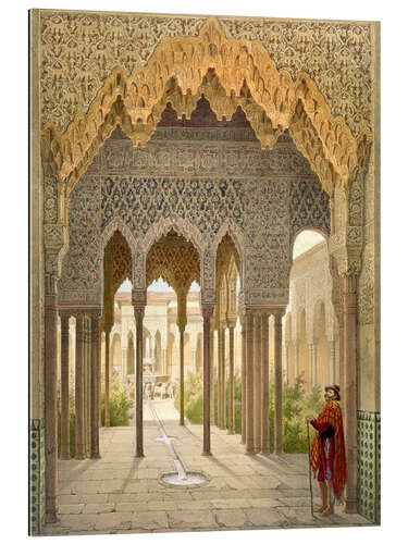 Stampa su plexi-alluminio Patio de Los Leones dell'Alhambra, Granada, 1853