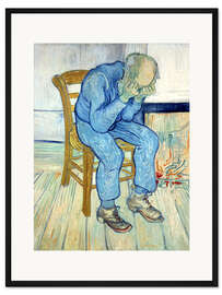 Gerahmter Kunstdruck Trauernder alter Mann