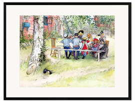 Kunsttryk i ramme Frokost under det store birketræ - Carl Larsson