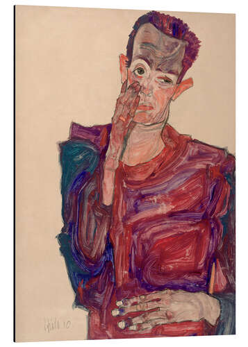 Aluminiumtavla Self-Portrait with Pulled Eyelid Down
