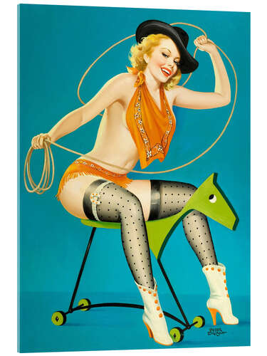 Acrylglasbild Pin Up - Reiten auf dem Pferd
