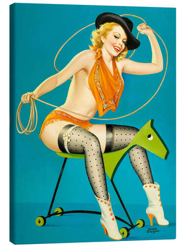 Leinwandbild Pin Up - Reiten auf dem Pferd