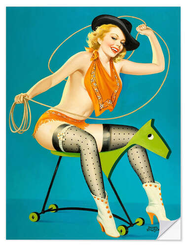 Vinilo para la pared Pin Up - Roping the Horse