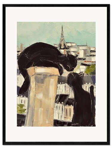 Gerahmter Kunstdruck Katzenkuss
