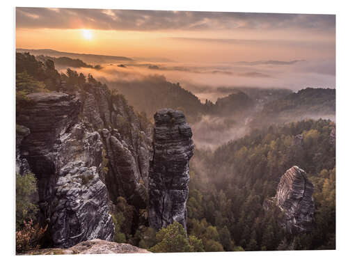 Foam board print Sunrise in the Saxon Switzerland