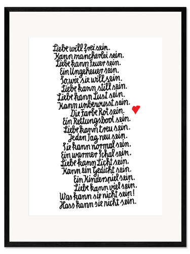 Impression artistique encadrée Love wants to be free (German)