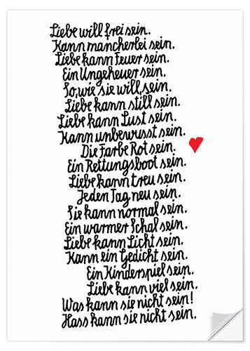 Wall sticker Love wants to be free (German)