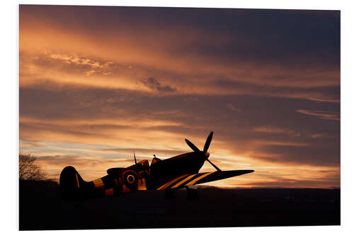 Tableau en PVC Supermarine Spitfire au soleil couchant