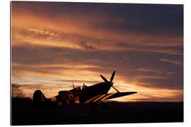 Tableau en plexi-alu Supermarine Spitfire au soleil couchant