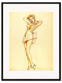 Impression artistique encadrée Pin Up Stretching, preliminary drawing