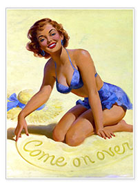 Wall print  Come On Over pinup - Art Frahm