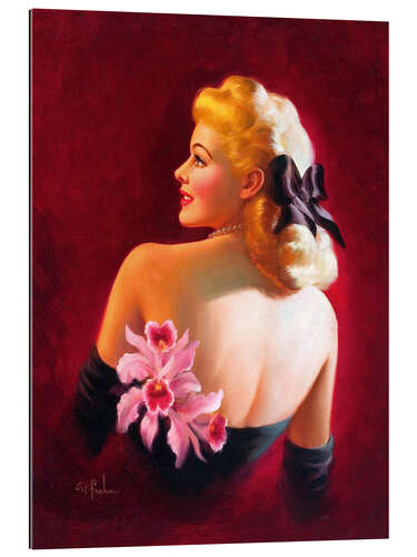 Gallery print Glamour Pin Up with Pink Orchids