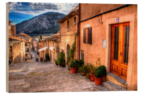 Wood print Majorca - view over Pollenca