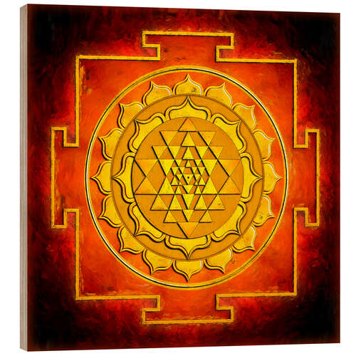 Cuadro de madera Sri Yantra, calor