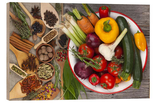 Print på træ Vegetables, Herbs and Spices III