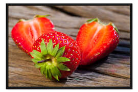 Gerahmter Kunstdruck Reife Erdbeeren