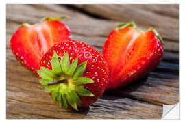 Selvklebende plakat Ripe strawberries