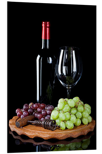 Tableau en PVC Bouteille de vin et grappes de raisin II