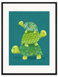 Gerahmter Kunstdruck Schildkröte Stapel