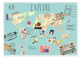 Wall print  Travel Map - GreenNest