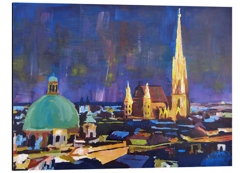 Cuadro de aluminio Vienna Skyline at Night with St Stephan