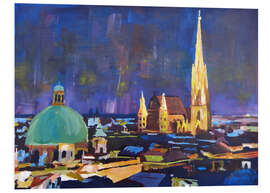 Foam board print Vienna Skyline at Night with St Stephan