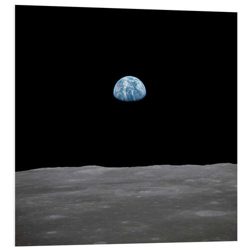 PVC print aarde komt boven de horizon van de maan op, Apollo 11