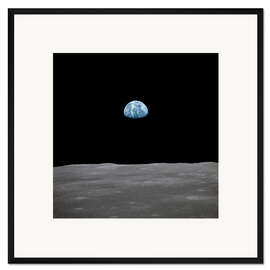 Gerahmter Kunstdruck Apollo 11 Aufgang der Erde über dem Mond, Juli 1969