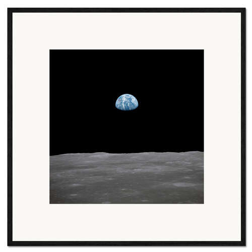 Gerahmter Kunstdruck Apollo 11 Aufgang der Erde über dem Mond, Juli 1969